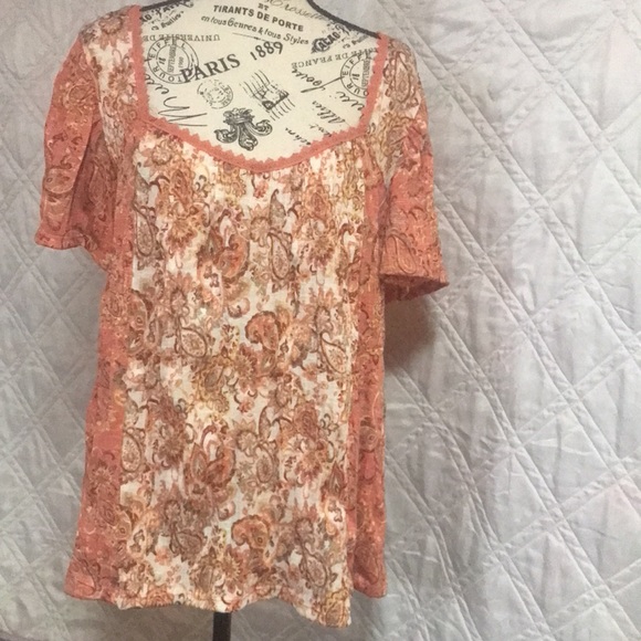 Absolutely Famous Orange Short Sleeve Shirt - size 2X - Picture 3 of 7